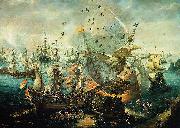 WIERINGEN, Cornelis Claesz van, explosion of the Spanish flagship during the Battle of Gibraltar